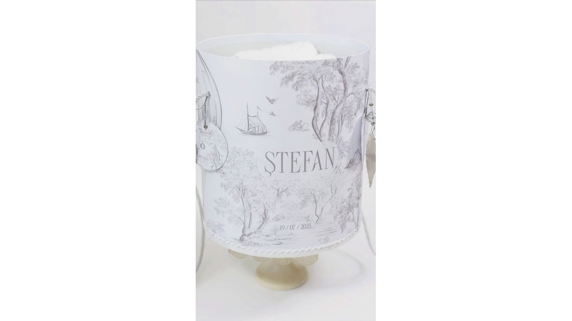 Trusou botez alb cu gri pentru baieti Baby Dior Grey Jungle 9